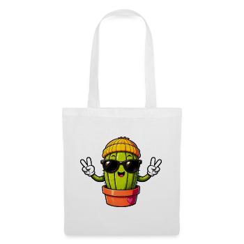 Cactus Signe de la Paix Cool en Tuque et Lunettes de Soleil - Sac en tissu - blanc - Devant