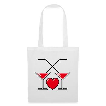 2 Cocktailgläser + Herz (Cocktail / Liebe / 2C) - Stoffbeutel - Weiß - Vorne