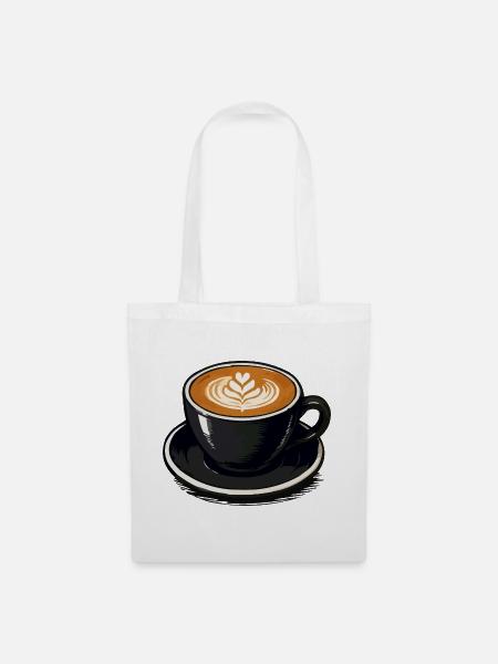 Kaffeeherz Latte Kunst - Stoffbeutel - Weiß