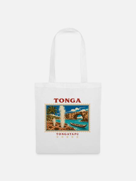 Tonga Tongatapu Vintage Reisemarke - Stoffbeutel - Weiß