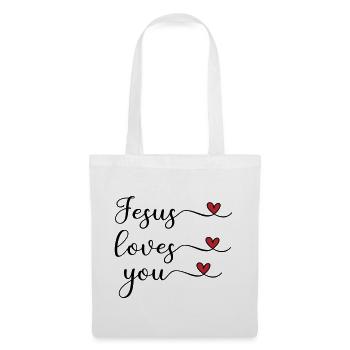 Jesus liebt dich süß Typografie mit Herz - Stoffbeutel - Weiß - Vorne