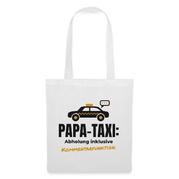 Papa-Taxi mit Kommentarfunktion – Papa Shirt - Stoffbeutel - Weiß - Vorne
