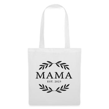 Mama Est. 2023 Kranz Emblem - Stoffbeutel - Weiß - Vorne