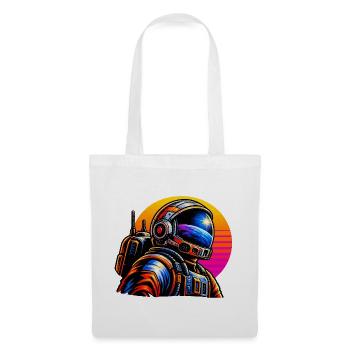 Astronaut im Neon-Sonnenuntergang - Stoffbeutel - Weiß - Vorne