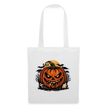 Grimmiger Halloween Kürbis - Stoffbeutel - Weiß - Vorne