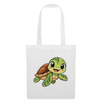 Schildkröte Kawaii Style – Süßes Tiermotiv - Stoffbeutel - Weiß - Vorne
