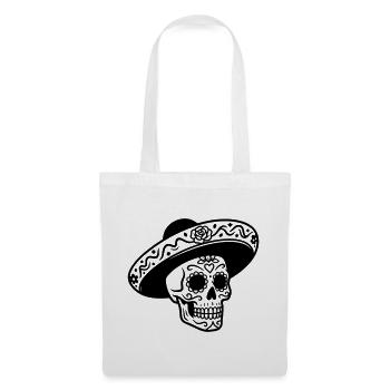 Dia de los muertos Schädel mit Hut - Stoffbeutel - Weiß - Vorne
