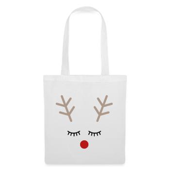 Rudolph Rentier Gesicht Geschenk Idee - Stoffbeutel - Weiß - Vorne
