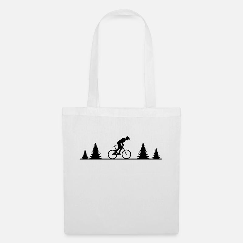 Sport - Mountainbiker Wald - Stoffbeutel - Weiß