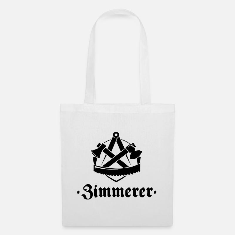 Zimmerer, Zunftzeichen mit alter Schrift - Stoffbeutel - Weiß