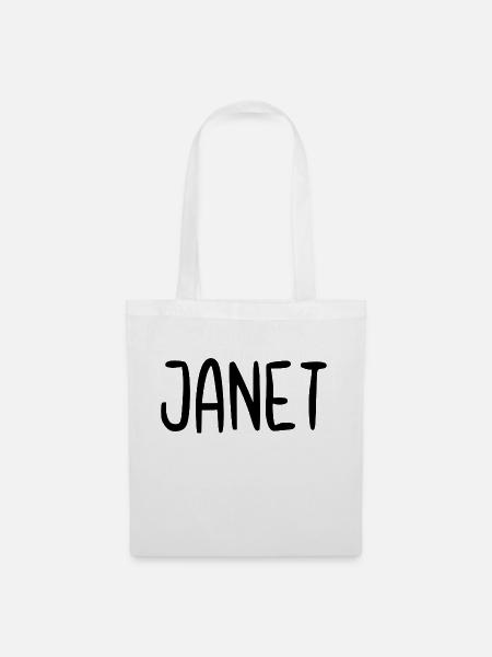 Janet Custom Name Schriftart Text Geburtstag - Stoffbeutel - Weiß