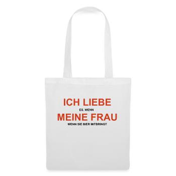 Cooles „Ich Liebe Meine Frau“ Design für Männer - Stoffbeutel - Weiß - Vorne