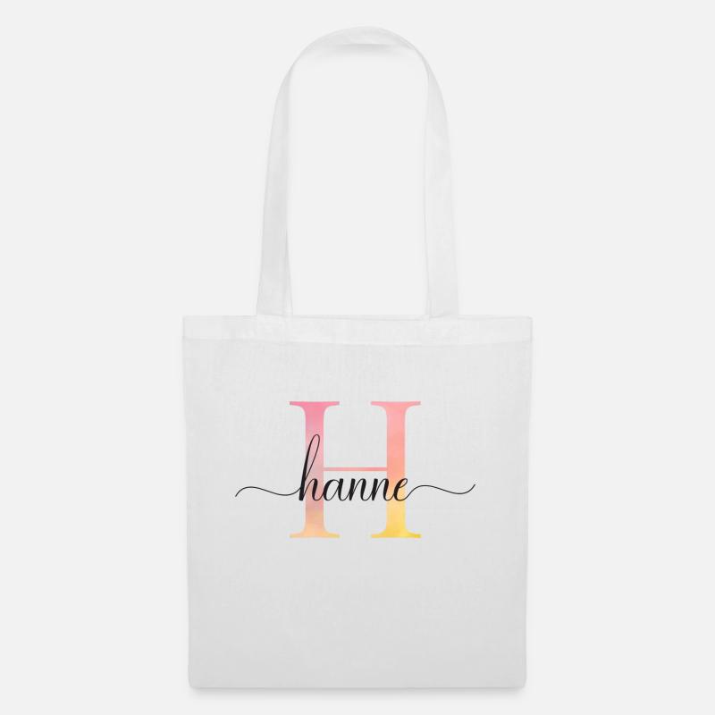 H | Monogramm | Name | Hanne |Watercolor - Stoffbeutel - Weiß