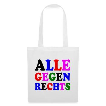 Alle gegen rechts - Stoffbeutel - Weiß - Vorne