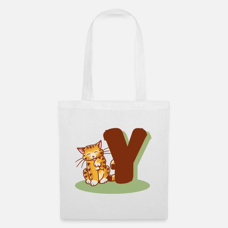 Katze Buchstabe Y - Stoffbeutel - Weiß