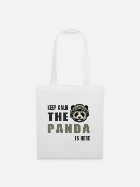 Taktischer Panda – Keep Calm - Stoffbeutel - Weiß