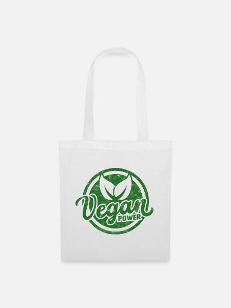Vegan Power Emblem - Stoffbeutel - Weiß