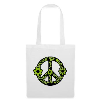 Peace Zeichen Blumen Icon - Stoffbeutel - Weiß - Vorne