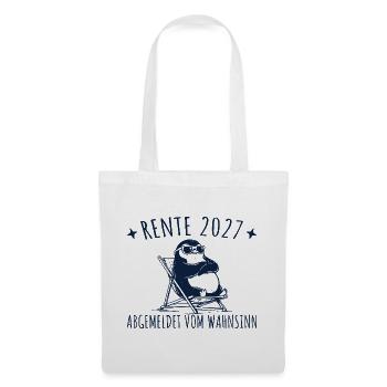 Rente 2027 Pinguin Abgemeldet vom Wahnsinn - Stoffbeutel - Weiß - Vorne
