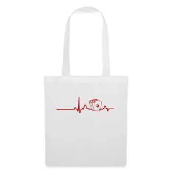 ECG HEART ligne rouge POKER - Sac en tissu - blanc - Devant