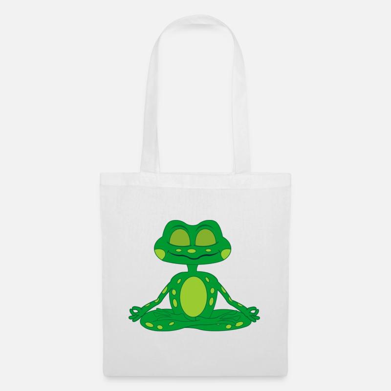 Zen-Meditationsfrosch - Stoffbeutel - Weiß