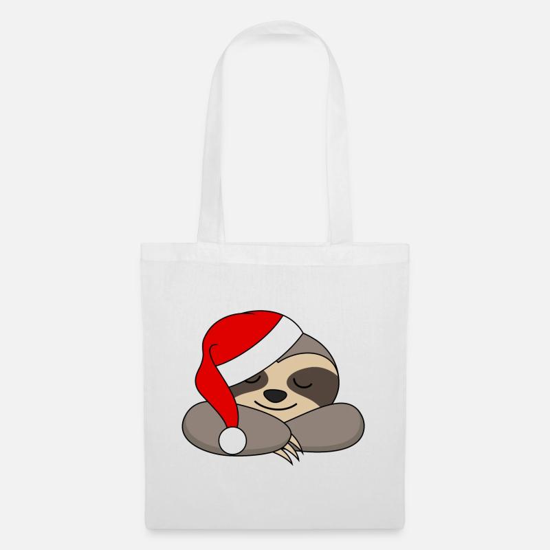 Faultier Weihnachtsmütze Santa Weihnachtsmann XMas - Stoffbeutel - Weiß