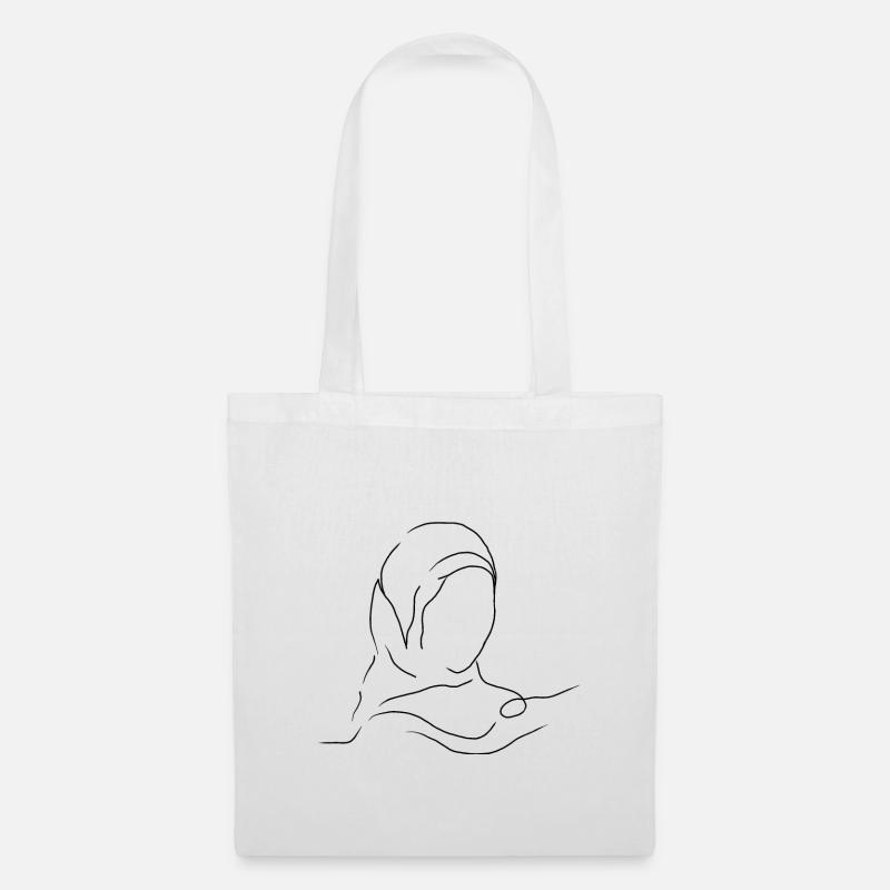 Hijab Kopftuch Lineart Minimalistisch - Stoffbeutel - Weiß