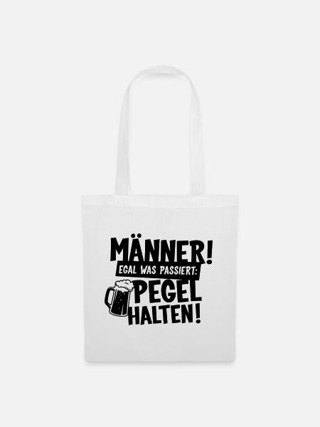 Männer Pegel halten Bier - Stoffbeutel - Weiß