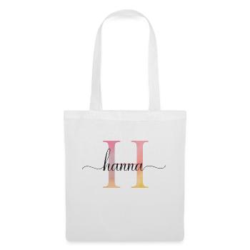 H | Monogramm | Name | Hanna |Watercolor - Stoffbeutel - Weiß - Vorne