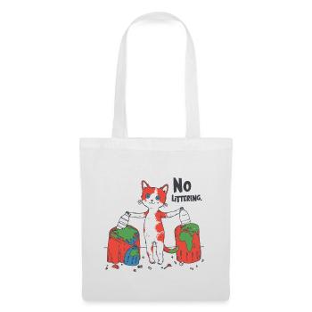 Stop Littering Cat Environment Protection Recycle - Stoffbeutel - Weiß - Vorne