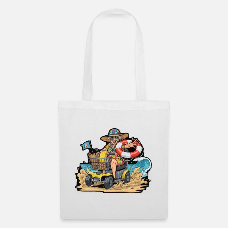 Summer Adventure Granny on Mobility Scooter - Tote Bag - white