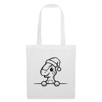 Cute dino with Santa hat – cartoon style - Tote Bag - white - Front