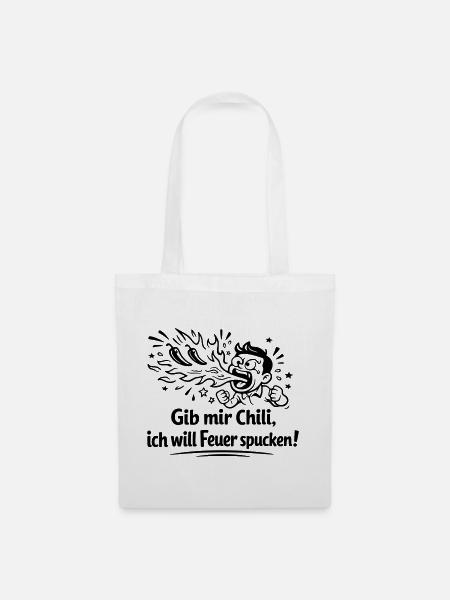 Feuer Spucken Chili Essen - Stoffbeutel - Weiß