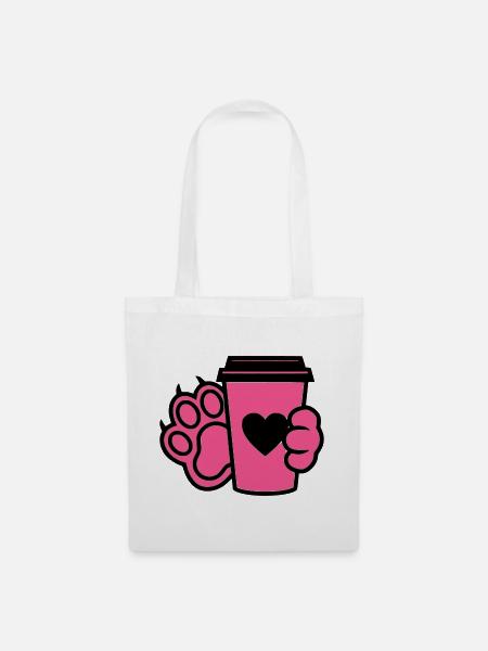 Hundepfote Kaffee Tasse Hunde Mama - Stoffbeutel - Weiß
