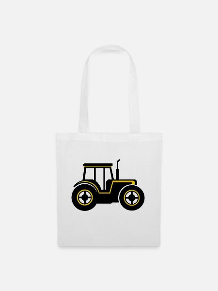 Schwarz-gelber Traktor-Icon-Aufkleber - Stoffbeutel - Weiß