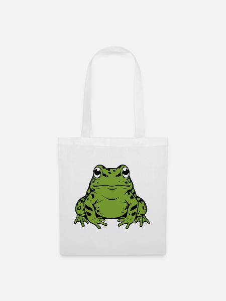 Grüner Frosch Kröte Geschenk Naturliebhaber - Stoffbeutel - Weiß