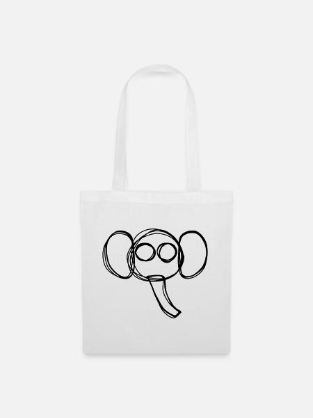 Elefant handgezeichnet - Stoffbeutel - Weiß