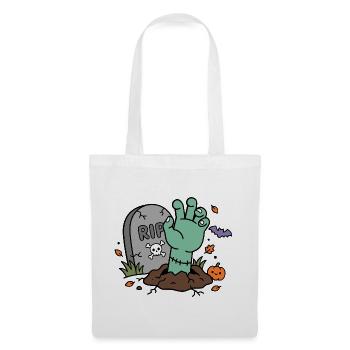 Zombie-Hand taucht aus dem Grab zu Halloween auf - Stoffbeutel - Weiß - Vorne