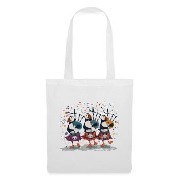 Puffin-Dudelsack-Trio in Kilts - Stoffbeutel - Weiß - Vorne