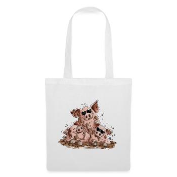 Schweine Sonnenbrille Matsch Schwein Tierhumor - Stoffbeutel - Weiß - Vorne