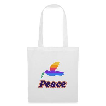 Friedenstaube Retro – Peace Taube 70er - Stoffbeutel - Weiß - Vorne