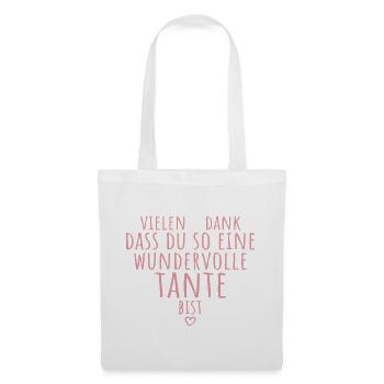 Beste Tante Herz Dankeschön Patentante Geschenk - Stoffbeutel - Weiß - Vorne