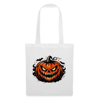 Grimmiges Kürbisgesicht Halloween - Stoffbeutel - Weiß - Vorne