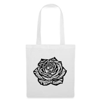  Rose Blüte Blume schwarz Rosenblüte Geschenk  - Stoffbeutel - Weiß - Vorne