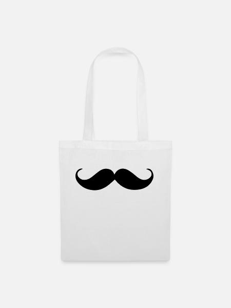 Schnurrbart Moustache - Stoffbeutel - Weiß