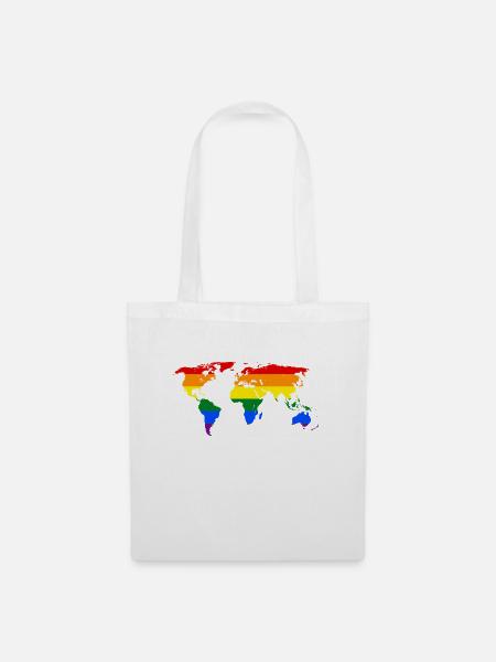 rainbow-world-map - Stoffbeutel - Weiß