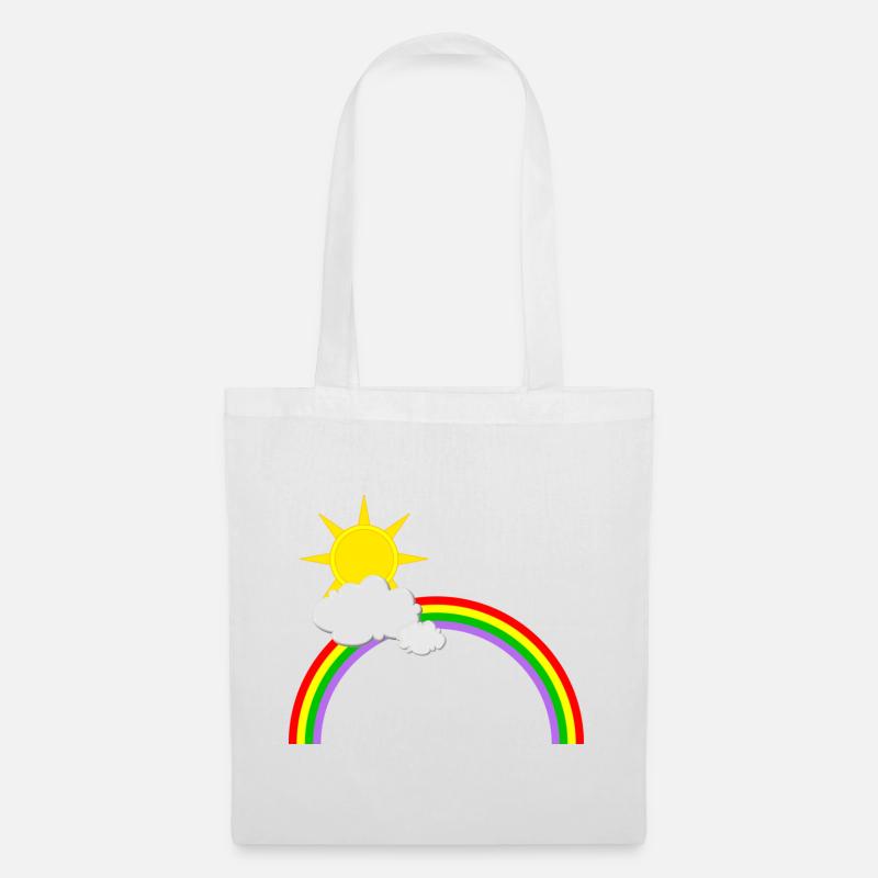 Regenbogen, Sonne, Wolken - Stoffbeutel - Weiß