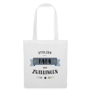 Stolzer Papa von Zwillingen Vater Spruch Geschenk - Stoffbeutel - Weiß - Vorne