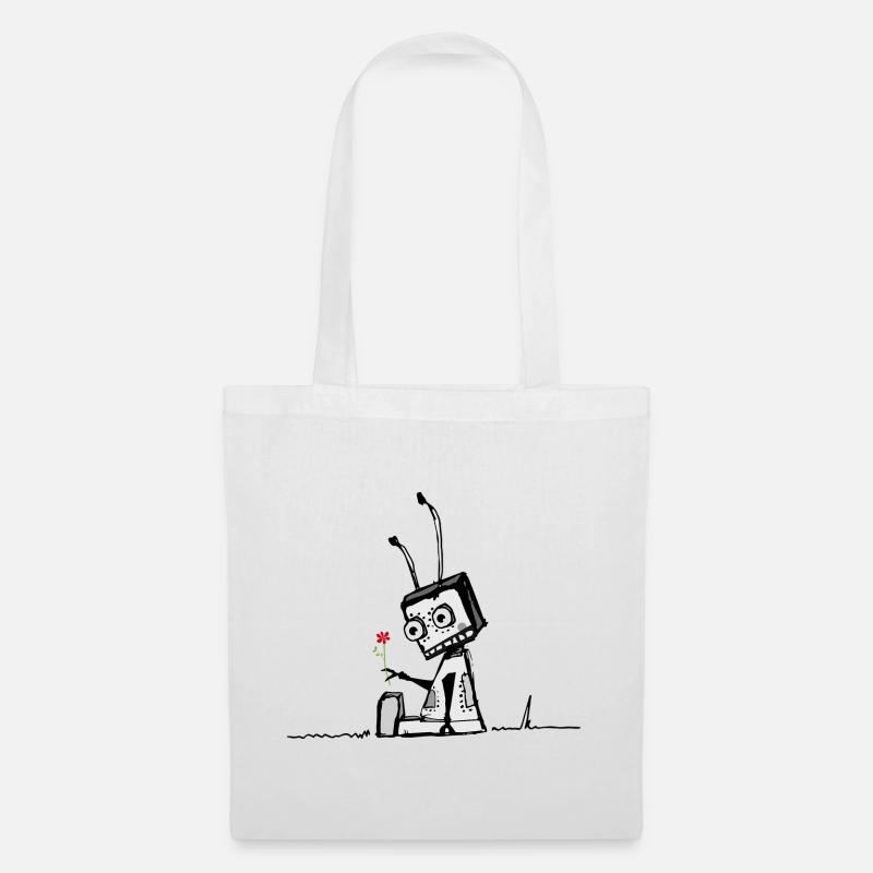 A robot with a flower - Tote Bag - white