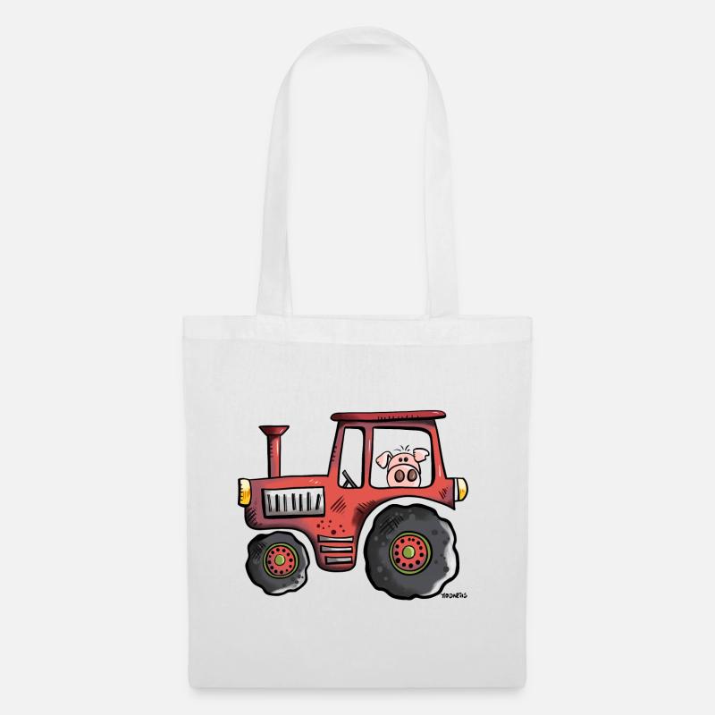 Pig driving a tractor - Tote Bag - white